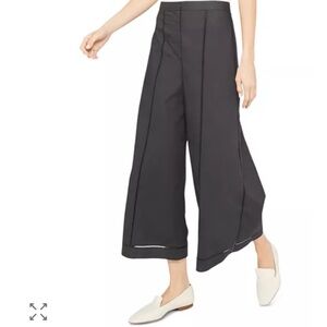 Theory black eyelet culottes with ladder inset. Cropped wide leg. Size 8